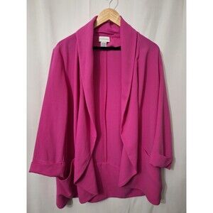 Soft Surroundings Blazer Jacket Womens Large Open Front Shawl Collar Barbie Pink